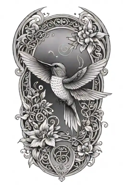 Indigines Humming Bird Rising Surrounded By Circled By Leters P U R E P E C H A