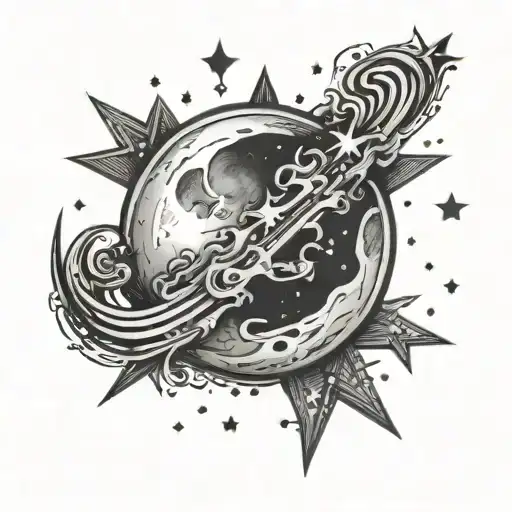 Moon Surrounded By Stars