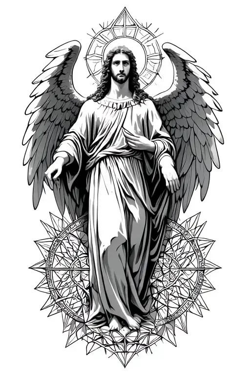 Archangel Gabriel With Sacred Geometry Patterns