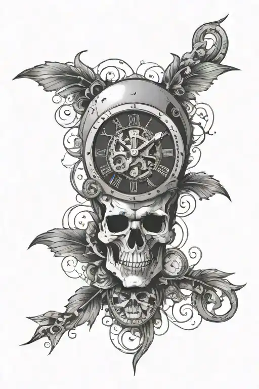 Skull And Clock Surrounded