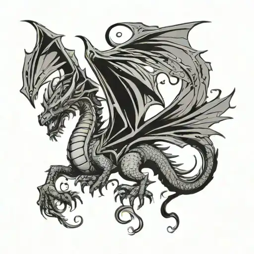 Dragon Flying Silhouette