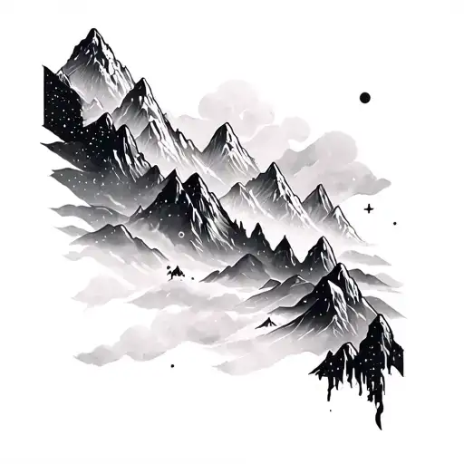 Sleeve With Mountains With Space Themed