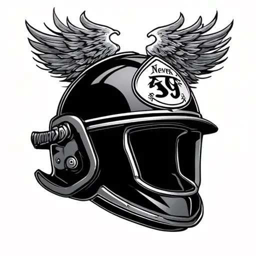 Black Fire Helmet With 49 On It Never Forgotten