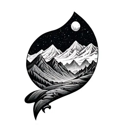 Sleeve With Mountains With Space Themed