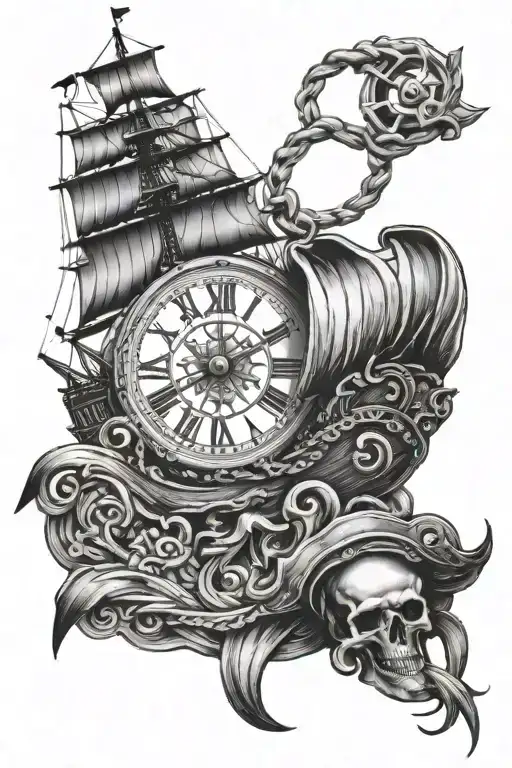 Pirate Ship And Pocket Watch