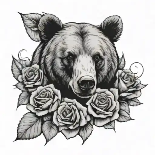 Bear With 5 Roses