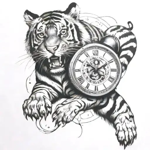 Tiger And Clock Face