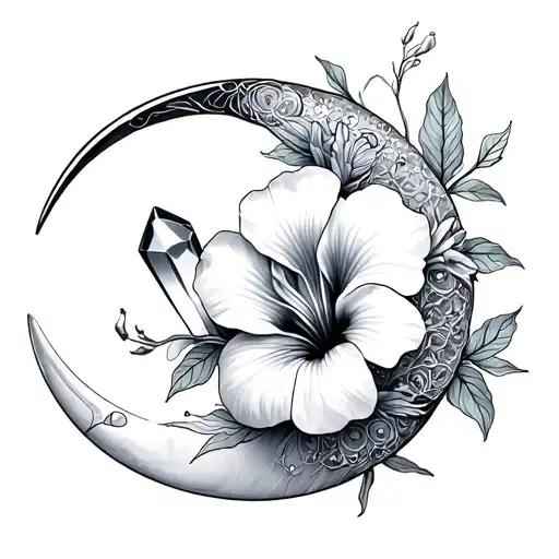 Pisces Crescent Moon Hibiscus Flowers Lillie's Crystals