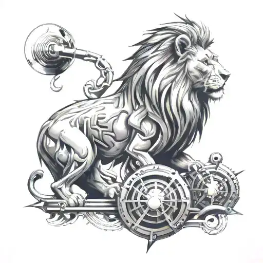 Techno Music And Lion