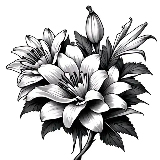 Chrysanthemum And Lily Flower Composition Featuring