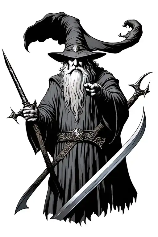 Gandalf With The Weapons Of The Fellowship And The Dark Speech Of The Ring
