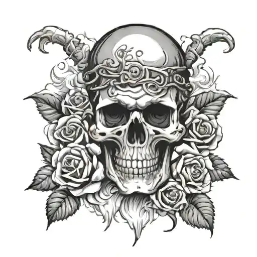 Skull And Roses Halfsleeve Clouds