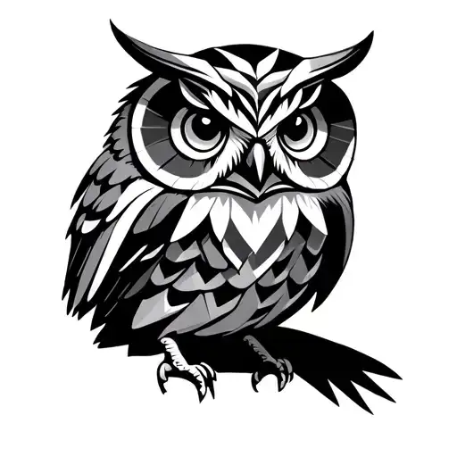 Half Geometric Owl Perched