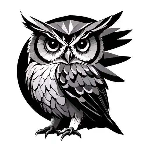 Half Geometric Owl Perched