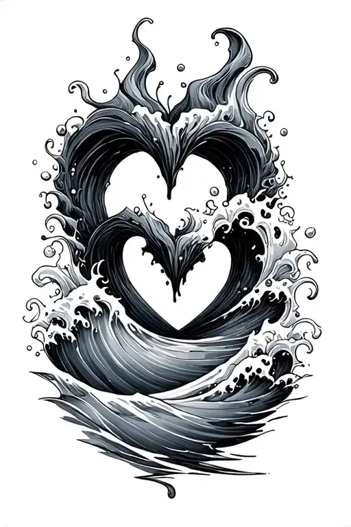 Heart-shaped Frame Consisting Of Water And Sea Waves
