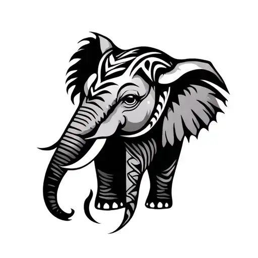 Poly Tribal With Elephant