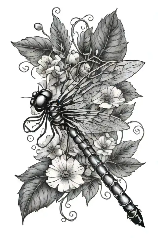 Dragonfly With Hawthorne And Morning Glory Vine