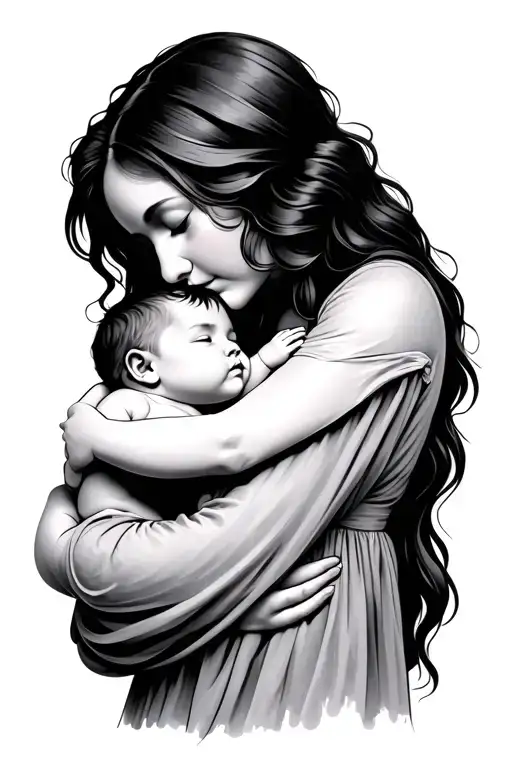 Mother Holding Baby No Faces