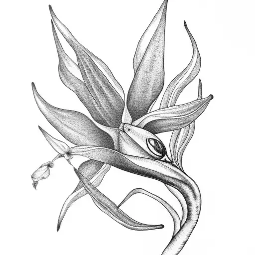 Bird Of Paradise Plant With A Flowing Plant Stem