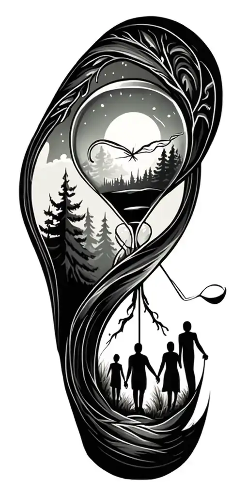 Forest And Family And Hour Glass And Infinity And Golf Green