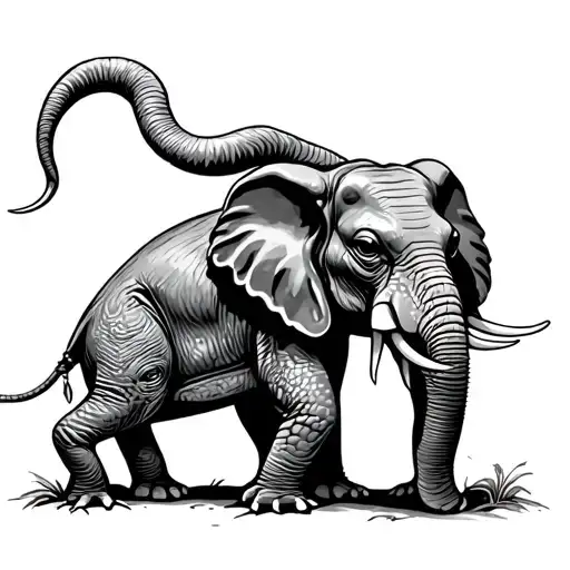 Frog Next To Elephant Walking Along