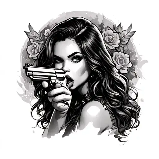 A Pretty Girl Licking A Pistol