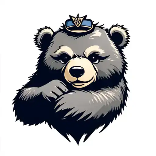 A Sweet Bear Holding A Military Navy Blue