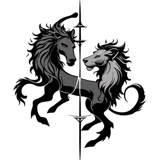 Sagittarius And Leo Zodiac Symbol Intertwined