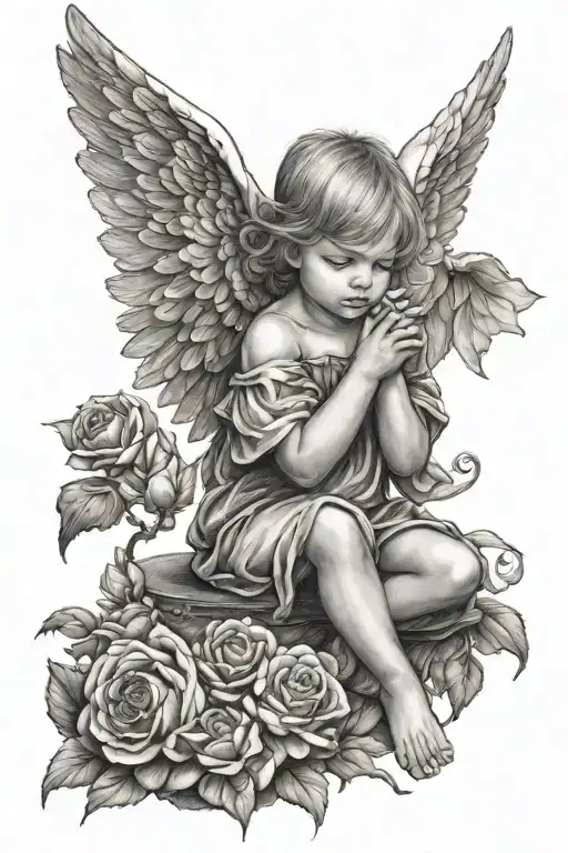 Tattoo Angel Kid Looking
