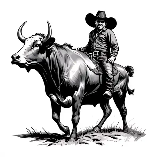 Western Cowboy On Bull