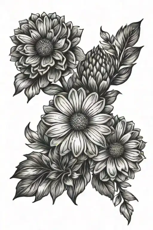Marigold And Daisy Floral Pattern
