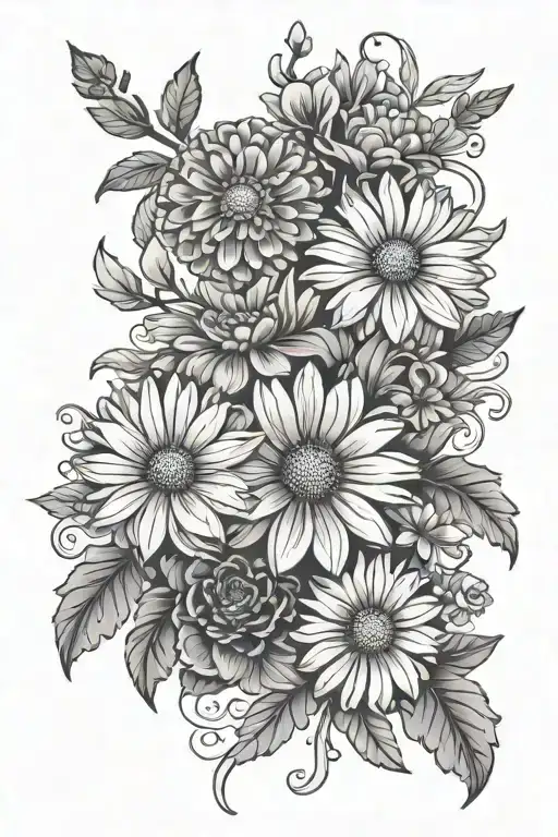 Marigold And Daisy Floral Pattern