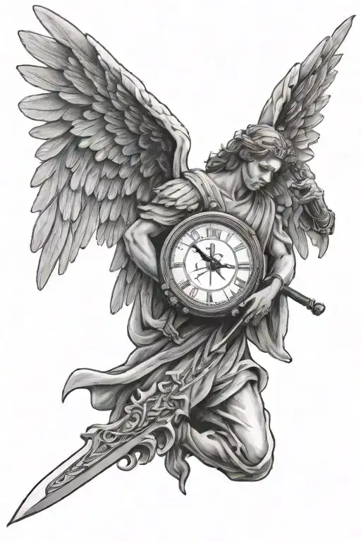 Angel Holding A Sword Clock