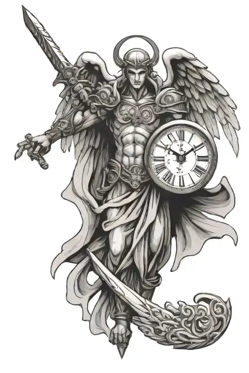 Angel Holding A Sword Papyrus Clock