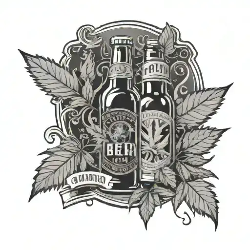 A Beer Bottle Label Featuring Gaming References And Cannabis Motifs
