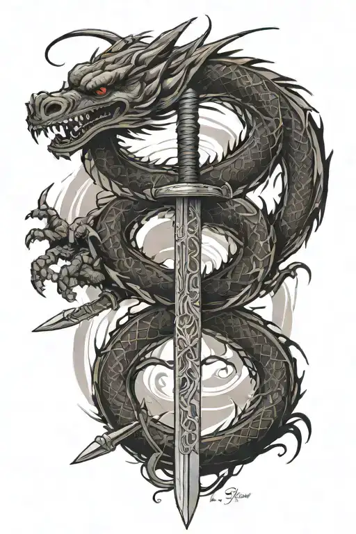 Dragon Katana Sunset Rune Of Fearlessness
