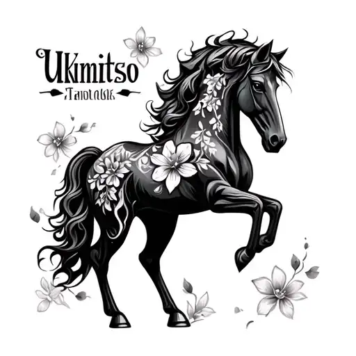 Horse Iron With Flowers And The First Name Ukimitso