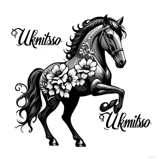Horse Iron With Flowers And The First Name Ukimitso