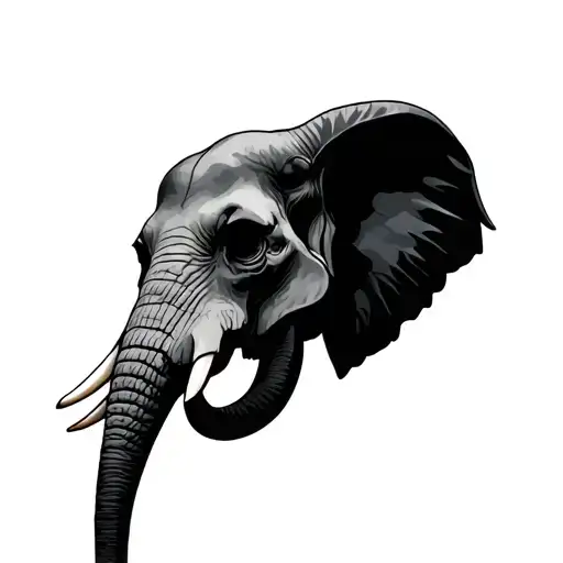 Elephant Face Half Skull