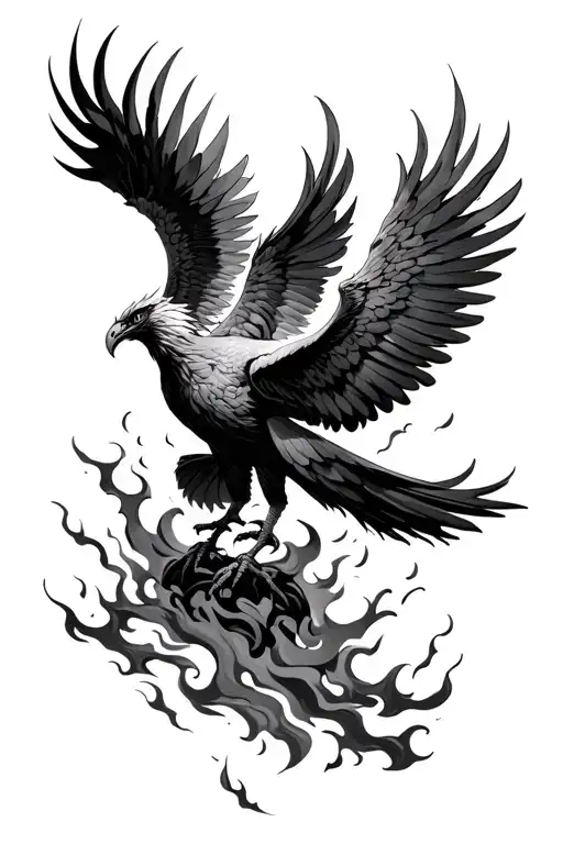 Phoenix Rising From The Ashes Flying