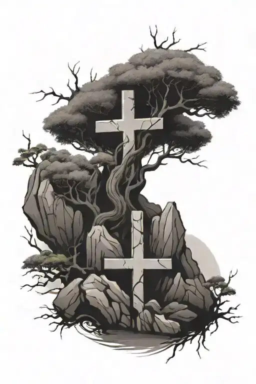 A Cross And Bonsai