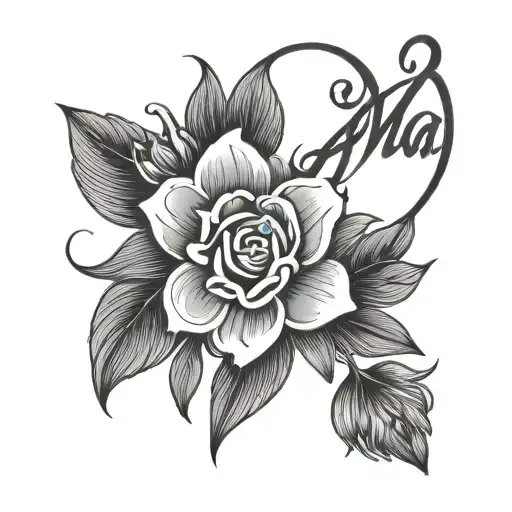 Ainhoa's Name In Chicano Lettering Style With Flowers And Lines