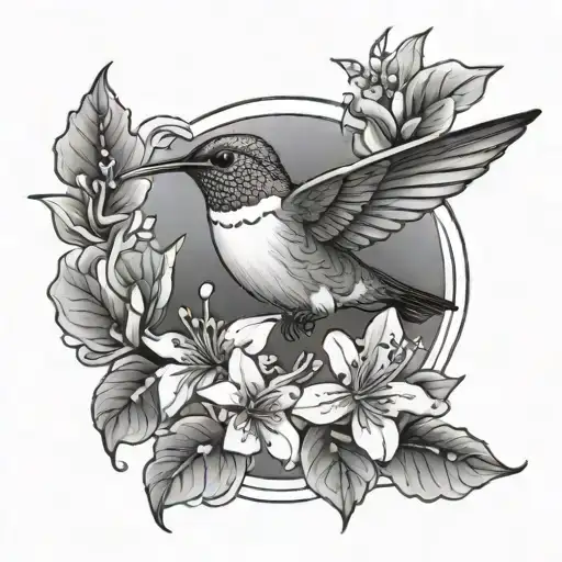 Hummingbird And Cherry Blossoms And Star