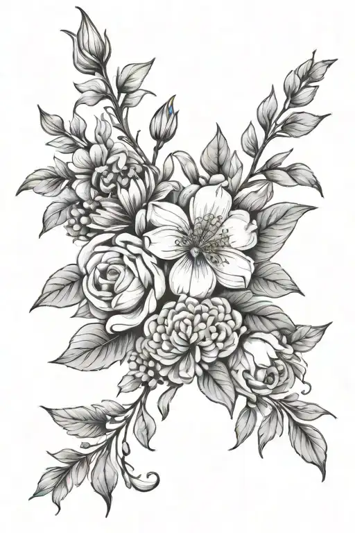 May December November March Birth Flower Bouquet Tied