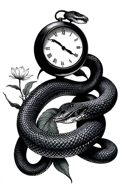 Snake Time Clock Book Flower