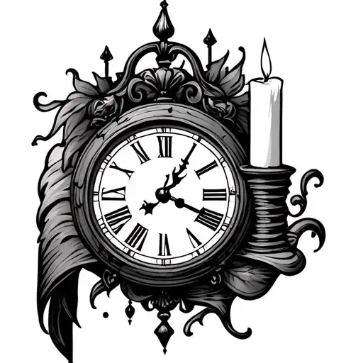 Clock And Cansuming Candle