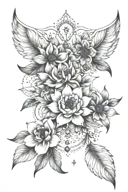 Delicate Boho Celestial Floral Sternum