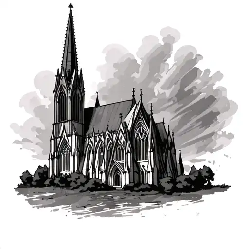 Gothic Cathedral Steeples Church