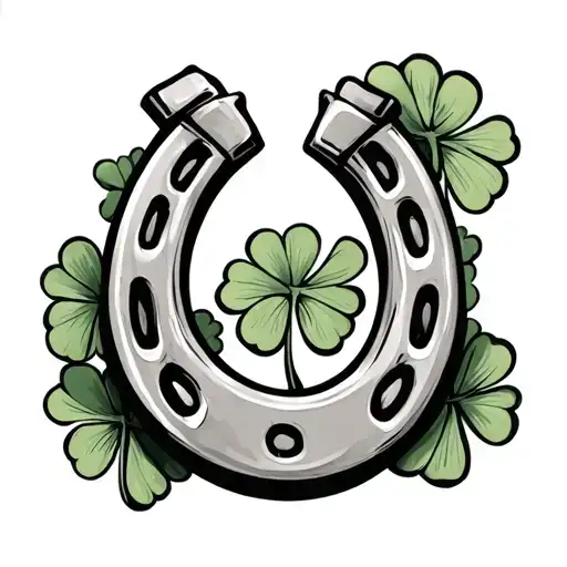 Horseshoe With Four Leaf Clovers