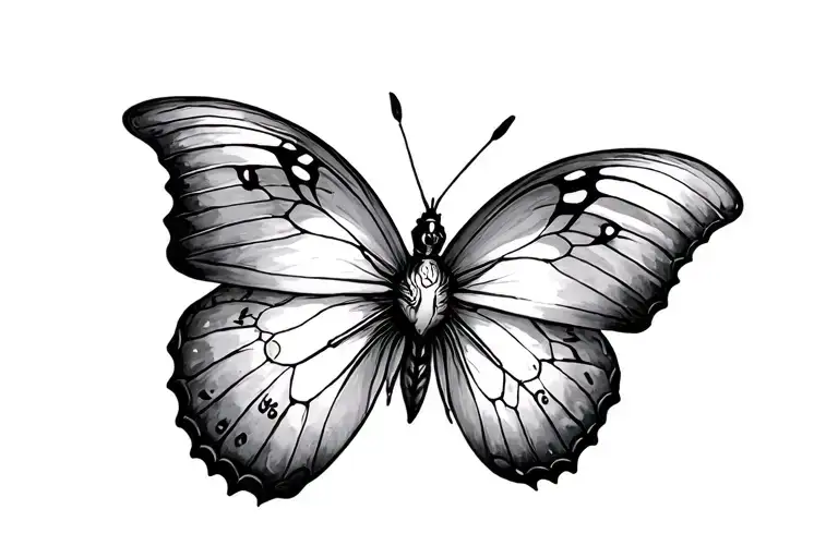 Butterfly Tattoo With Clock Inside